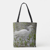 Tote Bag Blanc Egret Vert Folithe Nature Photo Lac Oiseau (Dos)