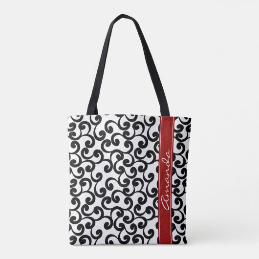 Tote Bag Blanc et copie décorée d'un monogramme d'éléments (Dos)