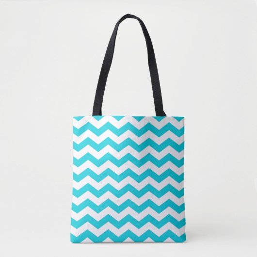 Tote Bag Blanc et motif de zigzag d'Aqua (Devant)
