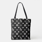 Tote Bag Blanc ivoire Cuisiné Monogramme initial Motif Noir (Dos)