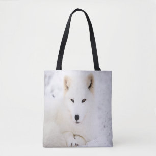 Tote Bag Blanc mignon renard dans la neige vous regardant