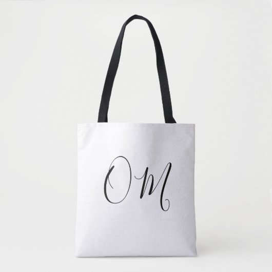 Tote Bag Blanc minimaliste classique "OM" (Devant)