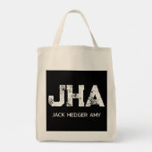 TOTE BAG BLANC MONOGRAMME TROIS LETTRES NOM NOIR NATUREL (Dos)