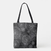 Tote Bag Blanc Noir : Formes Rondes Simples. (Dos)