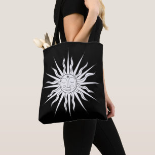 Tote Bag Blanc & Noir Soleil Fantaisiste Astrologie Céleste