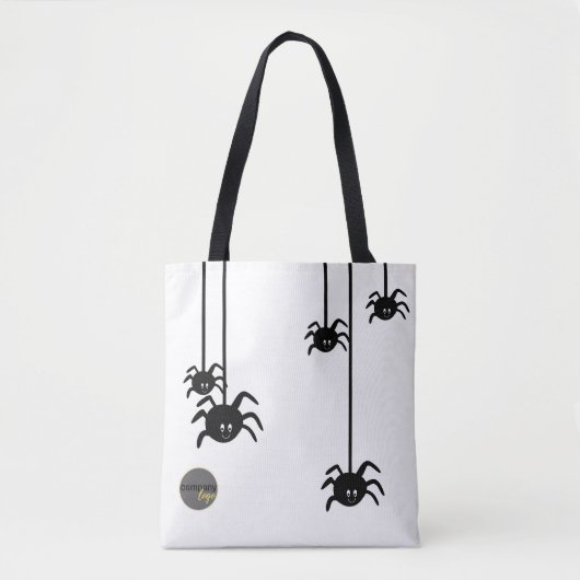 TOTE BAG BLANC NOIR SPIDER HALLOWEEN BUSINESS LOGO PERSONNA (Devant)