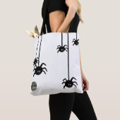 TOTE BAG BLANC NOIR SPIDER HALLOWEEN BUSINESS LOGO PERSONNA (De près)