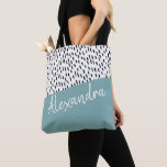 Tote Bag Blanc noir Turquoise vert moderne personnalisé<br><div class="desc">Faites votre propre Turquoise noir blanc  vert brosse Motif Personnalisé ajoutez votre propre sac modèle texte de Ricaso - ajoutez votre propre nom / texte à ce sac cool</div>