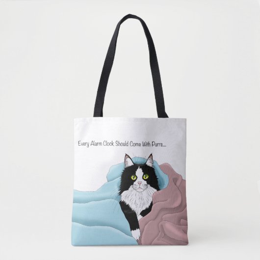 Tote Bag Blanc Noir Tuxedo Couvercles de chat Bleu Pink (Devant)