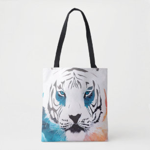 Tote Bag Blanc Tigre Sauvage Nature Animaux Couleurs Art Pe