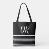 Tote Bag Blancs horizontaux monogramme élégant noir (Dos)