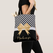 Tote Bag Blancs noirs Goldem Bow (De près)