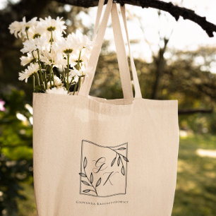 Tote Bag Blason Botanique Monogramme Intemporel