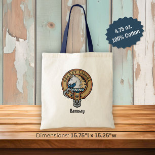 Tote Bag Blason du clan Ramsay sur tartan de chasse bleu