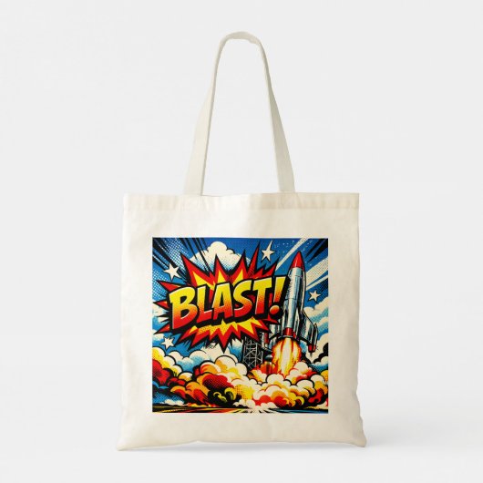 Tote Bag BLAST! Retro Pop Art Rocket Explosion (Dos)