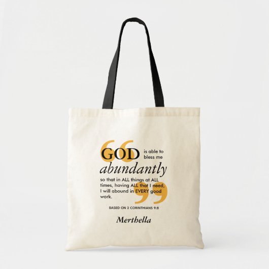 Tote Bag BLESS ABUNDANTLY 2 Cor 9 8 Positive Affirmation (Devant)