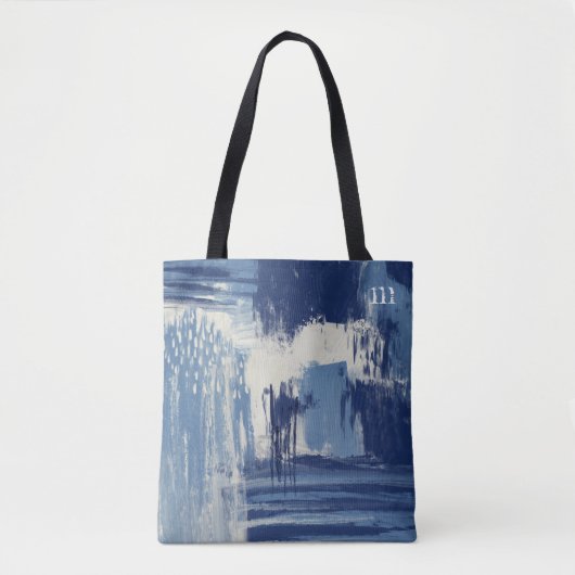 Tote Bag Bleu Abstrait et ivoire (Devant)
