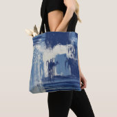 Tote Bag Bleu Abstrait et ivoire (De près)