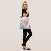 Tote Bag Bleu Abstrait, Taupe et Or (Sur le modèle)