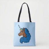Tote Bag Bleu Afro Unicorn (Devant)