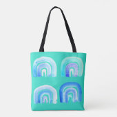 Tote Bag bleu arc-en-ciel rétro turquoise (Dos)