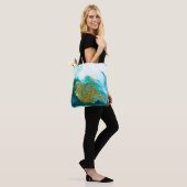 Tote Bag Bleu avec or parties scintillant fluide art, créat (Sur le modèle)