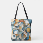 Tote Bag Bleu Blanc Or Abstrait Art géométrique (Dos)