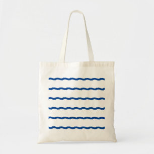 Tote Bag Bleu blanc vagues de mer rayures motif nautique