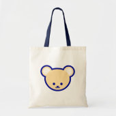 Tote Bag Bleu Bleu Beige Teddy Bear Dessin (Devant)