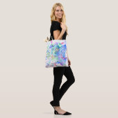 Tote Bag Bleu bleu vert mauve et rose Artsy Paint Splatter (Sur le modèle)