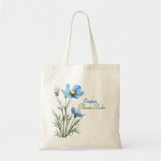Tote Bag Bleu botanique Floral Nom personnalisé Fleur sauva