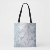 Tote Bag Bleu clair et Motif Marbre blanc (Devant)