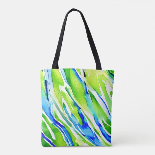 Tote Bag Bleu clair et Vert Aquarelles (Dos)