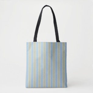 Tote Bag Bleu clair et vert sauge pois pointillé rayure-Cot