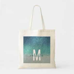 Tote Bag Bleu clair Turquoise Parties scintillant brillante