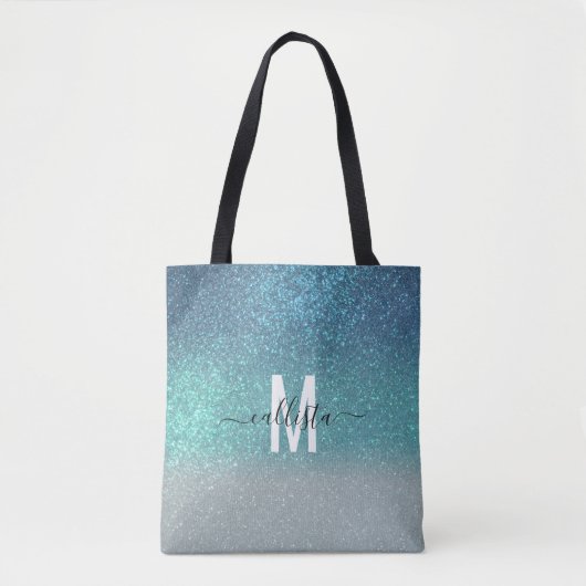 Tote Bag Bleu clair Turquoise Parties scintillant brillante (Devant)