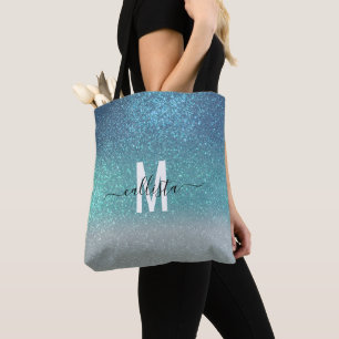 Tote Bag Bleu clair Turquoise Parties scintillant brillante