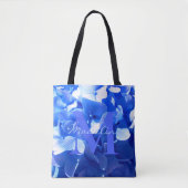 Tote Bag Bleu cobalt floral élégant calligraphie bleue  (Devant)