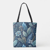 Tote Bag Bleu complexe et vert botanique - bleu foncé étoil (Dos)