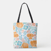 Tote Bag Bleu, corail et menthe Floral moderne (Dos)
