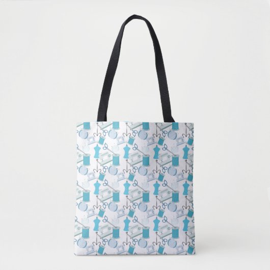 Tote Bag Bleu Coudre Thème Quilters Seamstress (Devant)