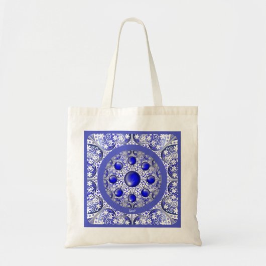 Tote Bag Bleu de dentelle en céramique de Grèce (Devant)