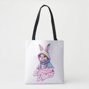 Tote Bag Bleu de dessin Vibes de Pâques Art