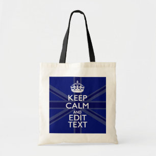 Tote Bag Bleu de minuit Gardez le calme Obtenez votre texte