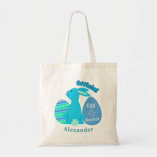 Tote Bag Bleu de Pâques Chasseur d'Oeufs Bunny (Devant)