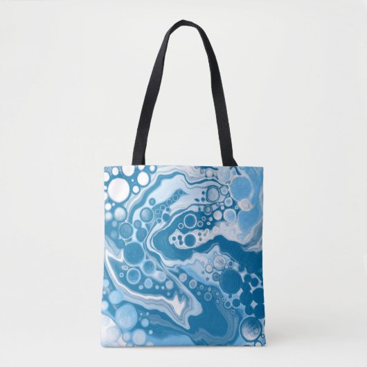 Tote Bag Bleu Digital Fluid Art Marbre Pour Peinture Cellul (Devant)