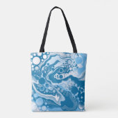 Tote Bag Bleu Digital Fluid Art Marbre Pour Peinture Cellul (Dos)