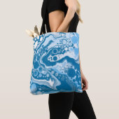 Tote Bag Bleu Digital Fluid Art Marbre Pour Peinture Cellul (De près)