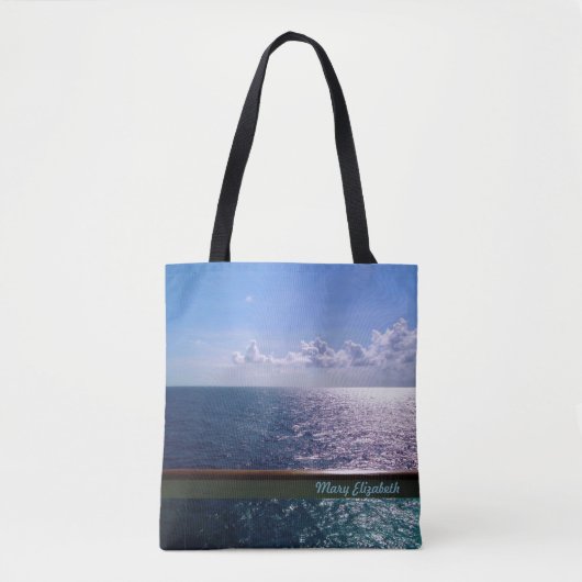 Tote Bag Bleu d'océan personnalisé (Devant)