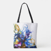Tote Bag Bleu doré Abstrait marbre art (Dos)